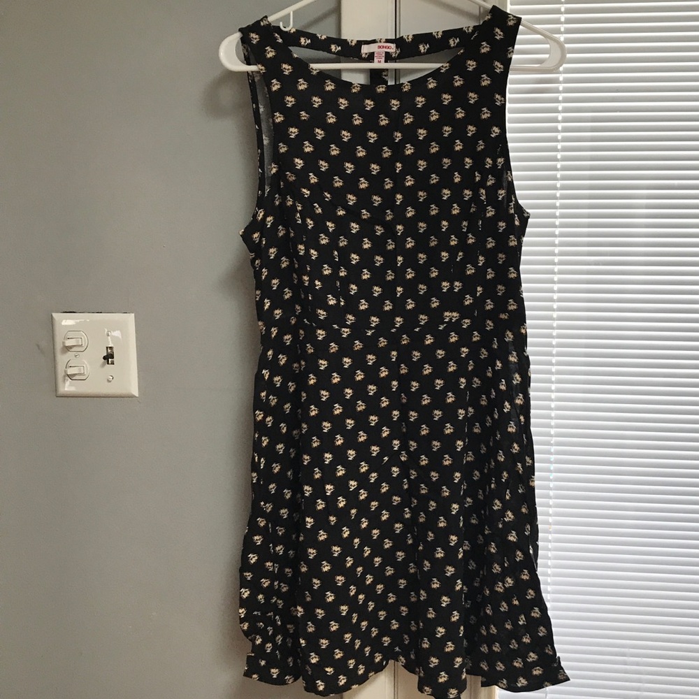 Black floral print dress
